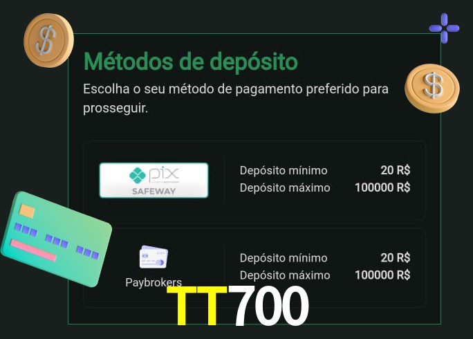 O cassino TT700 oferece uma grande variedade de métodos de pagamento